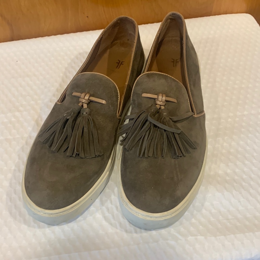 Frye suede slip ons